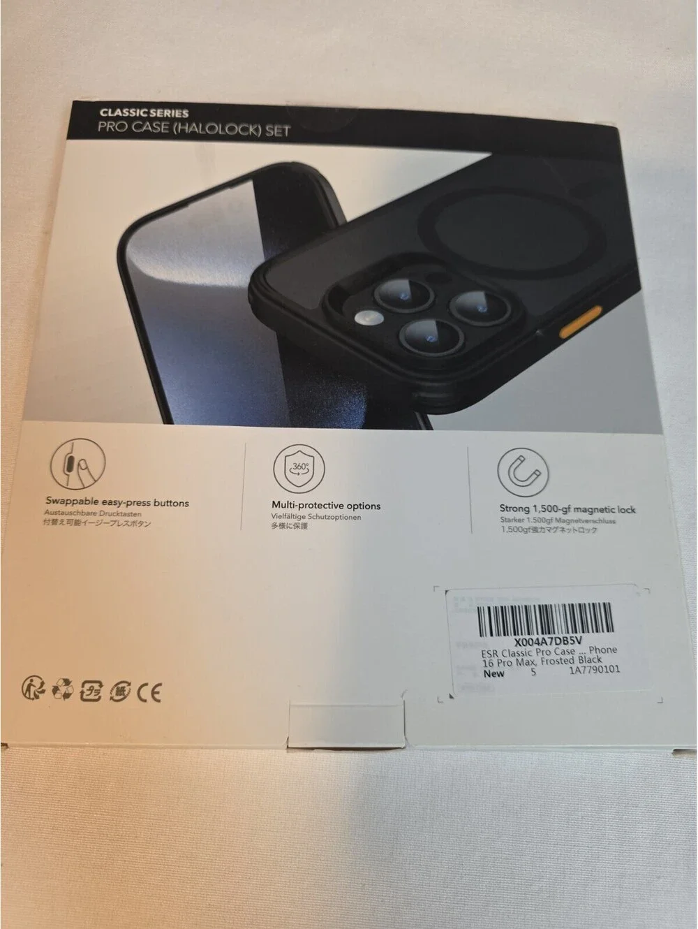 ESR Pro Protection Case Set For iPhone 16 Pro Max Frosted Black Halolock - New